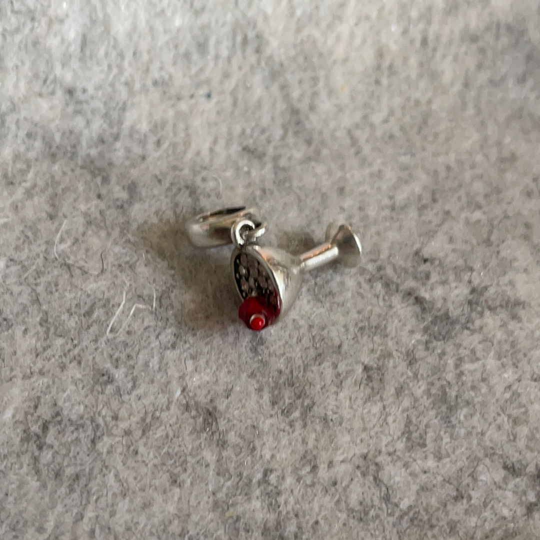 Genuine Chamilia Sparkle Cocktail Glass With Stone Cherry Charm