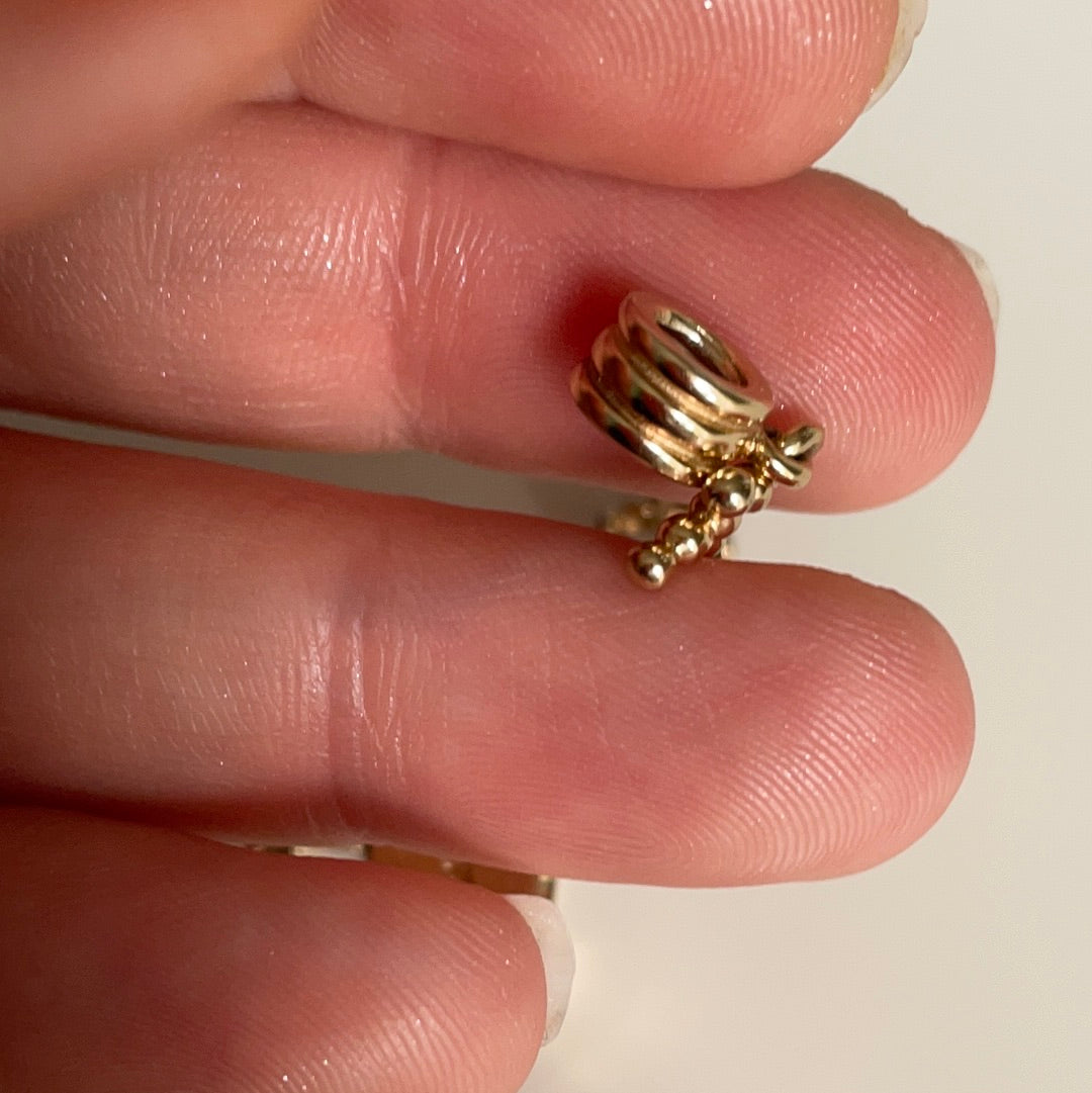 Genuine Pandora Solid 14ct Gold Beaded Cross Dangle Charm HTF
