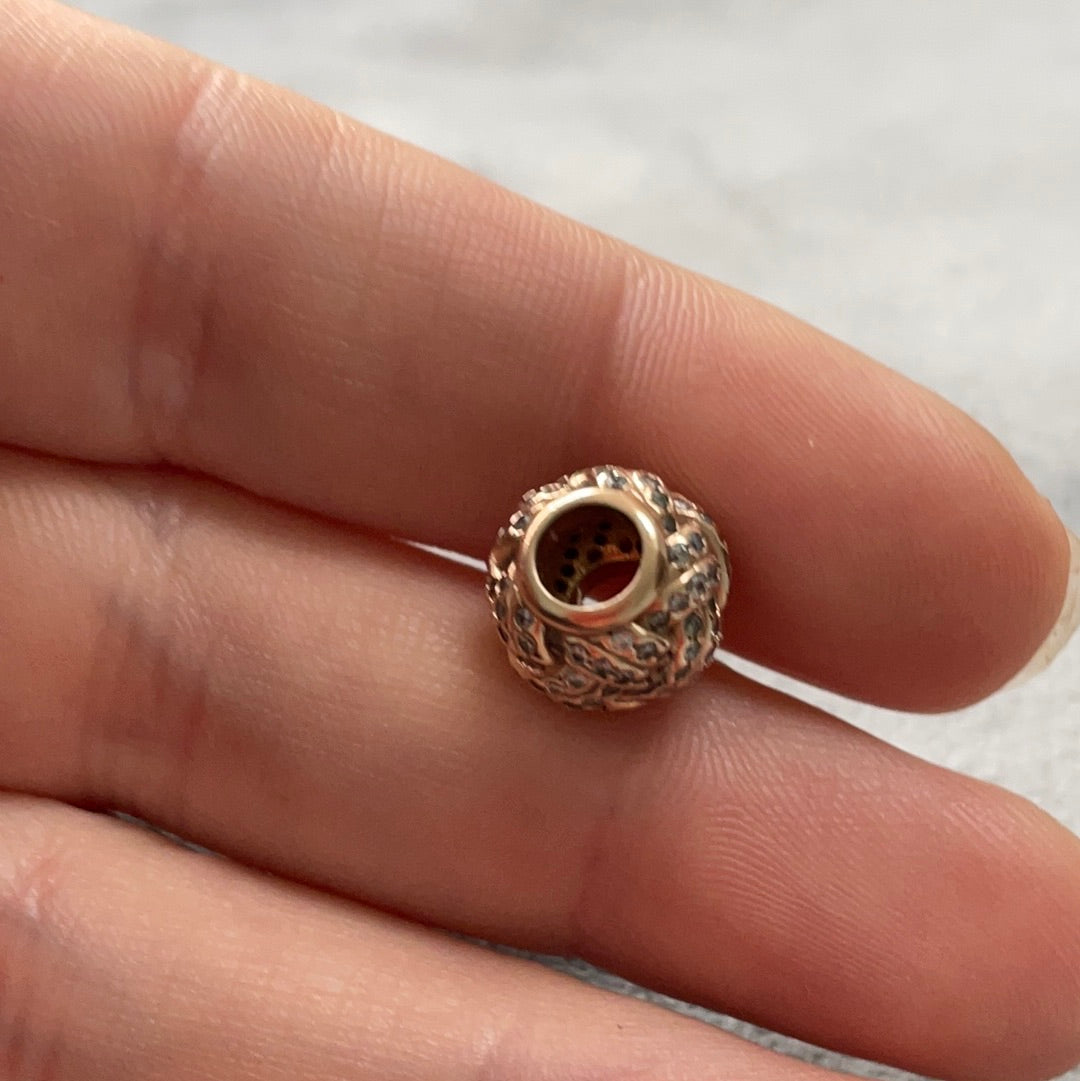 Genuine Pandora Rose Gold Pave Sparkling Basket Weave Knot Charm