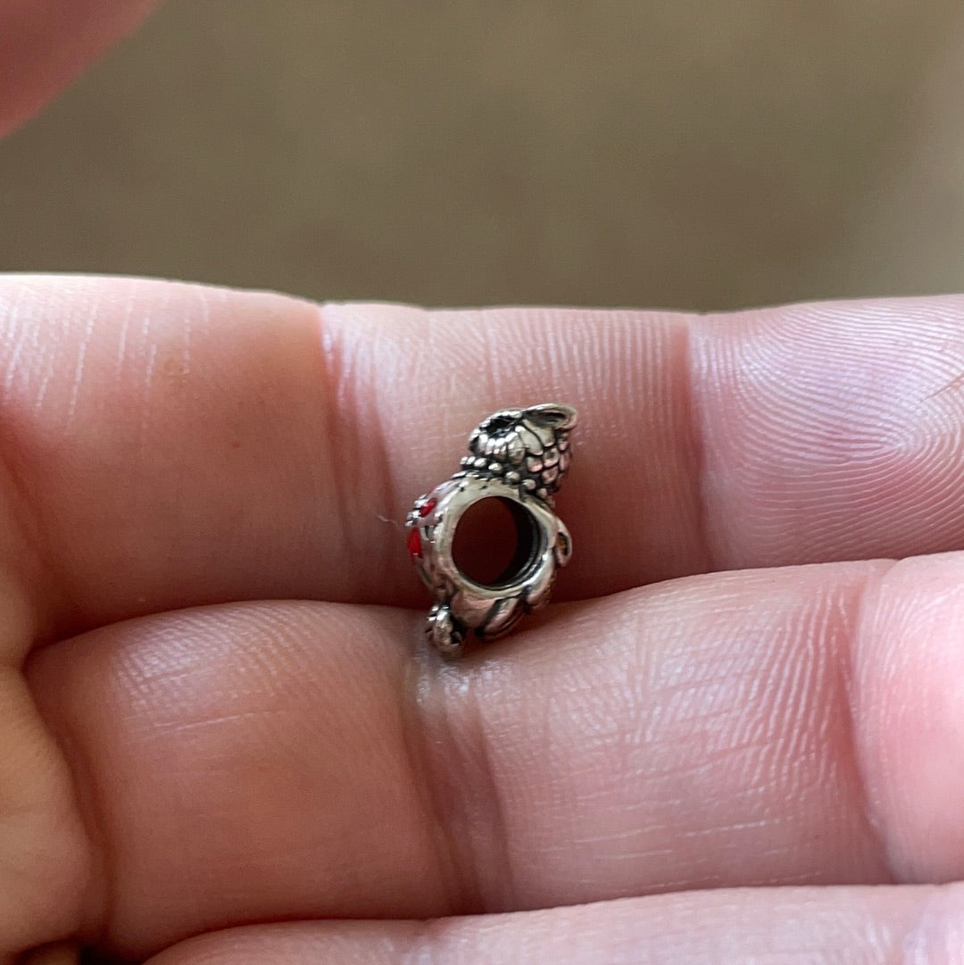 Genuine Chamilia Red Enamel Embellished Owl Animal Charm
