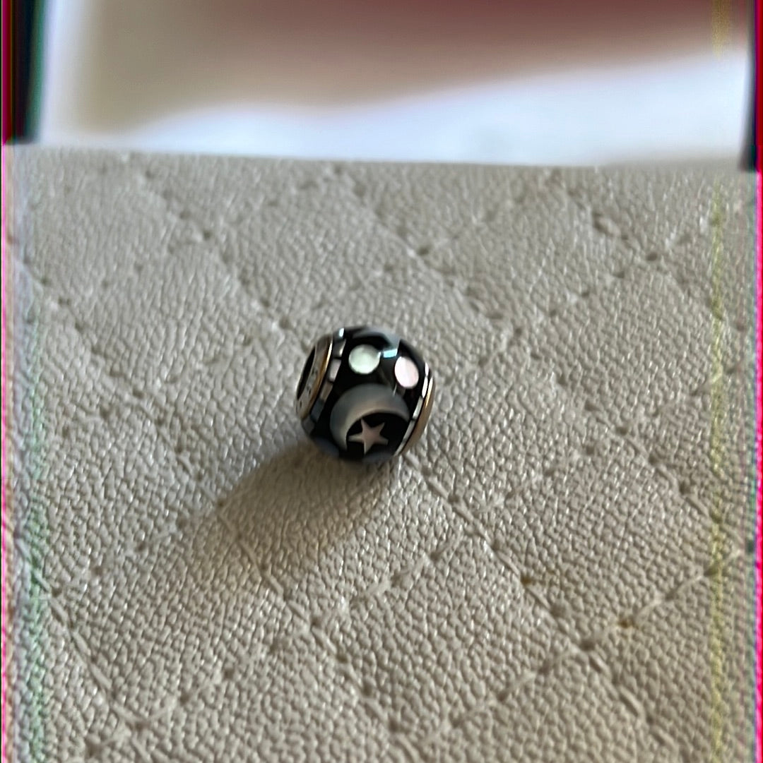 Genuine Pandora Mosaic Moon and Star Pearlescent Charm
