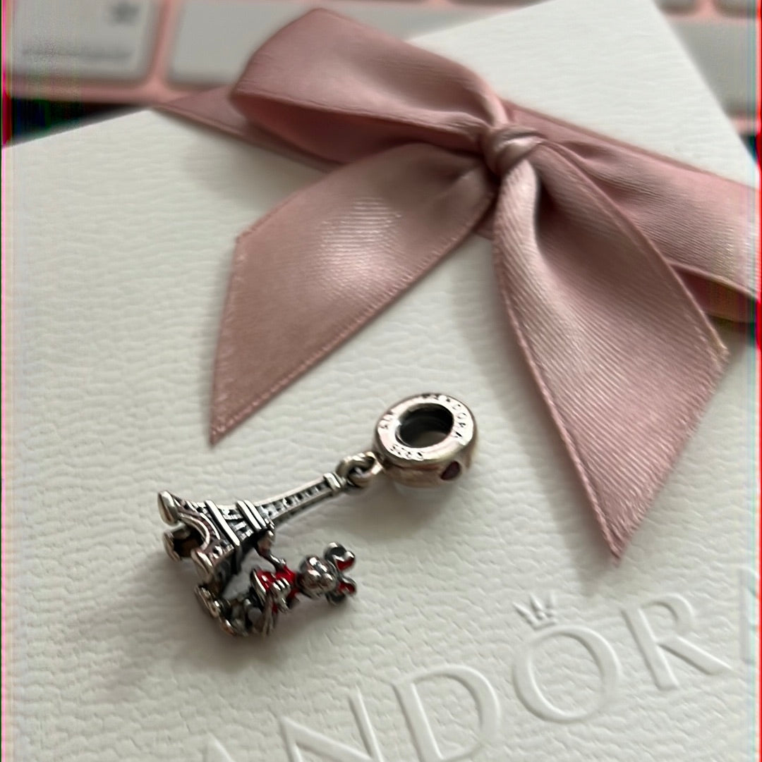 Genuine Pandora Disney Minnie Mouse Eifel Tower Paris France Travel Charm