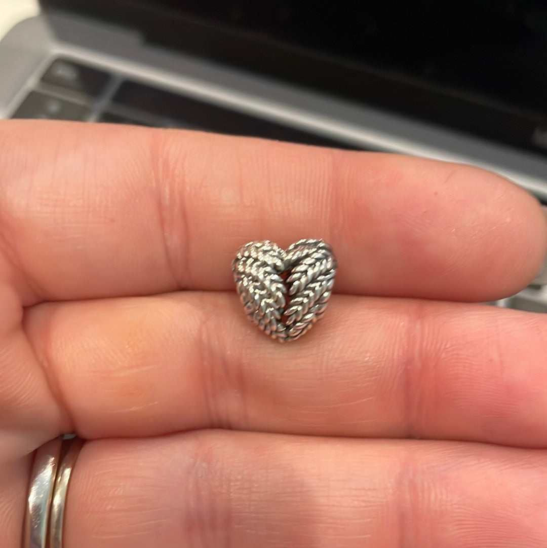 Genuine Pandora Angel Wing/ Wheat Charm Heart