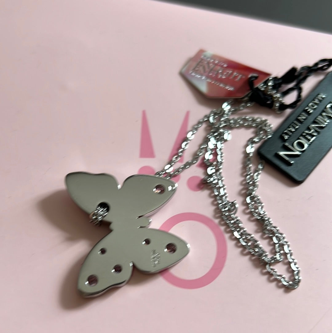 Genuine Nominations Brand New Large CZ Butterfly Necklace 44cm