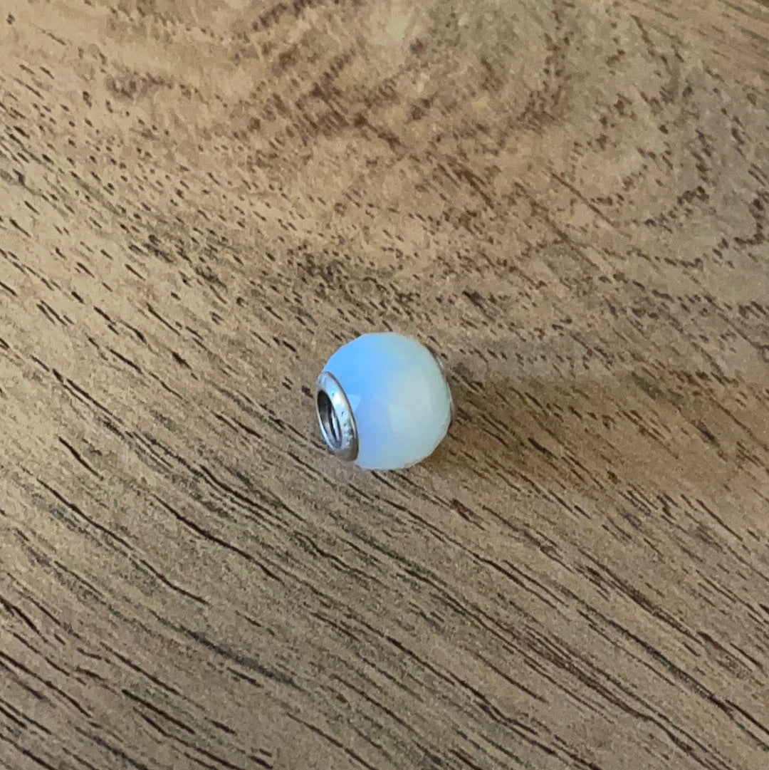 Genuine Pandora Small Faceted Murano In White Opal