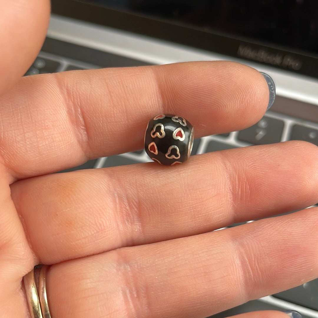 Genuine Pandora Disney Black Enamel Mickey Heart Charm