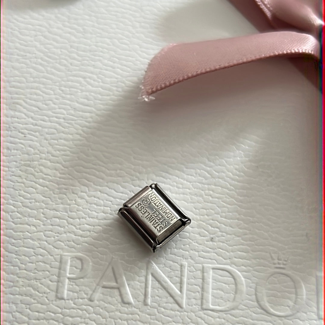Genuine Nominations Silver Link Charm Pave Letter G