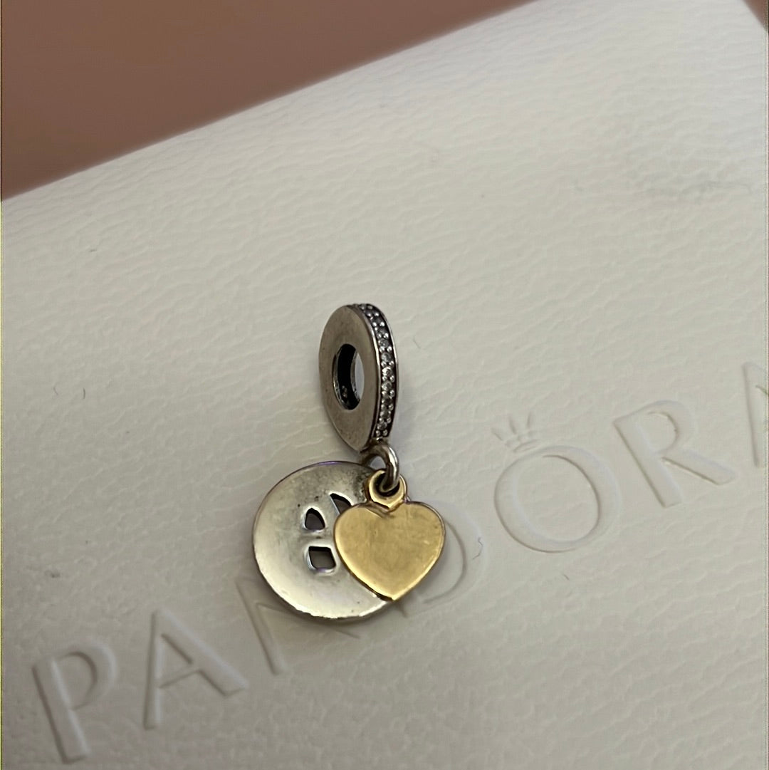 Genuine Pandora Two Tone Heart of Infinity Dangle Charm