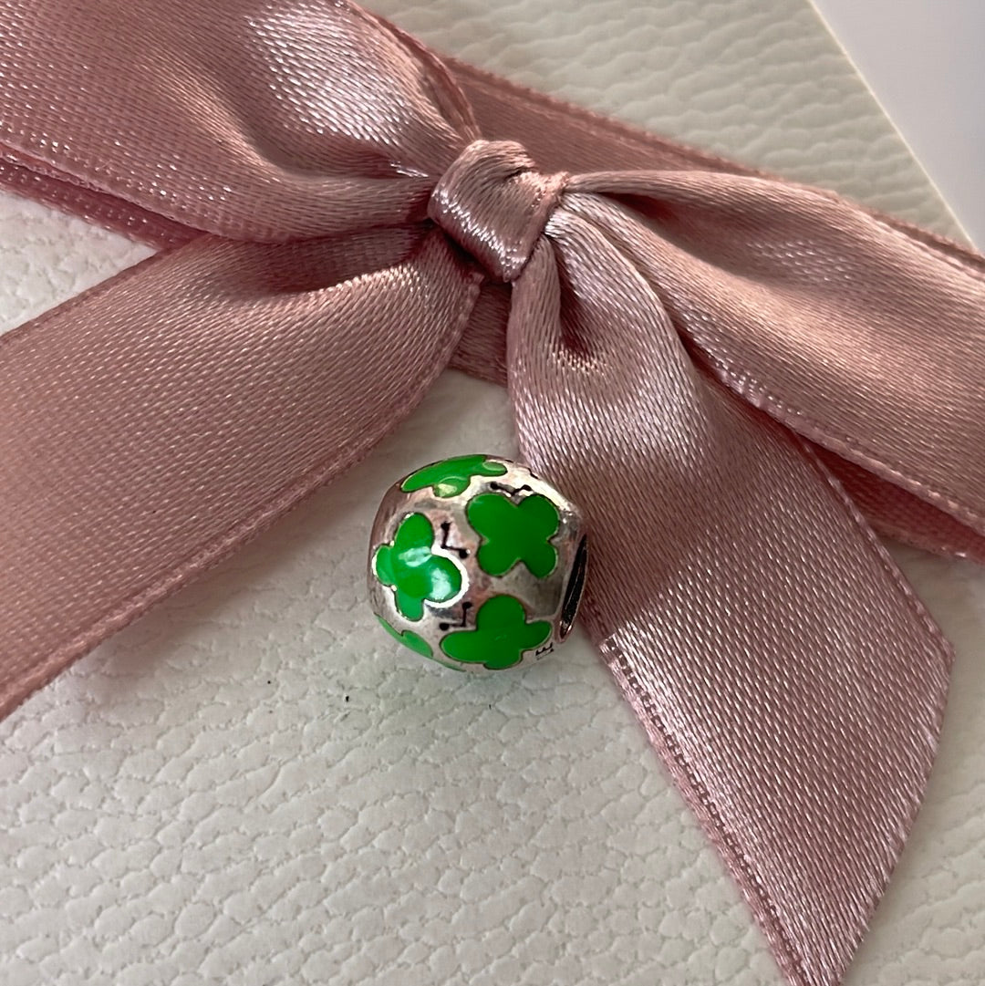Genuine Pandora Green Enamel Butterfly Ball Silver Charm