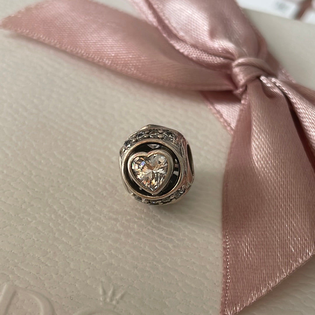 Genuine Pandora Clear Pave Charm With CZ Hearts Charm