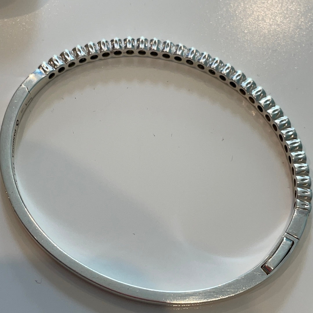 Genuine Pandora Timeless Pave Sparkling Hinged Bangle Rare HTF Size 1