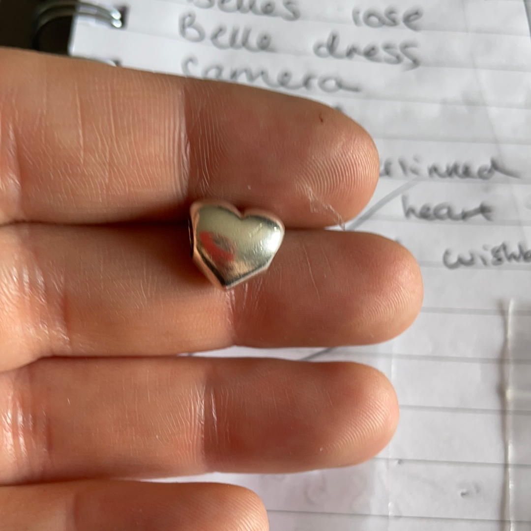 Genuine Pandora Silver Puffed Heart Charm With 'At Last I Have Found You' Wording