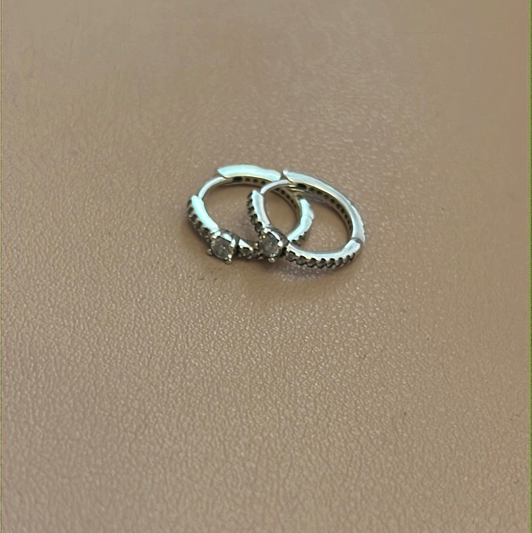 Genuine Pandora Sparkling Bars Pave Earrings Hoops CZ