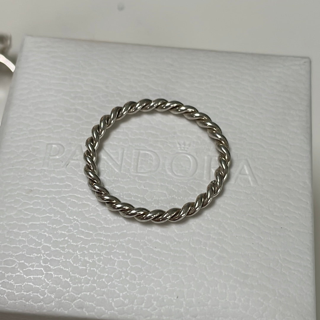 Sterling Silver Twist Ring Size 54
