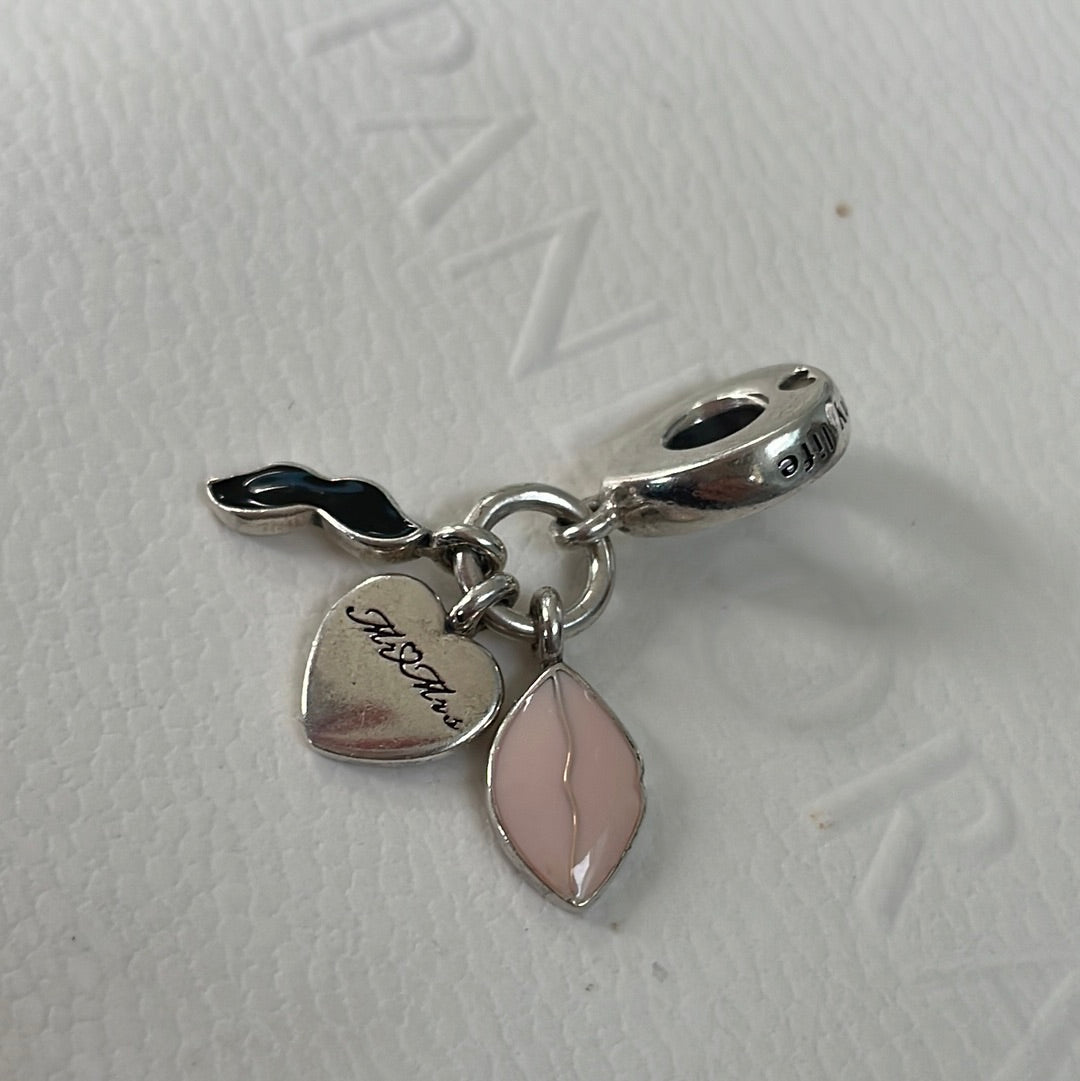 Genuine Pandora Mr & Mrs Lips and Moustache Wedding Day Gift Charm