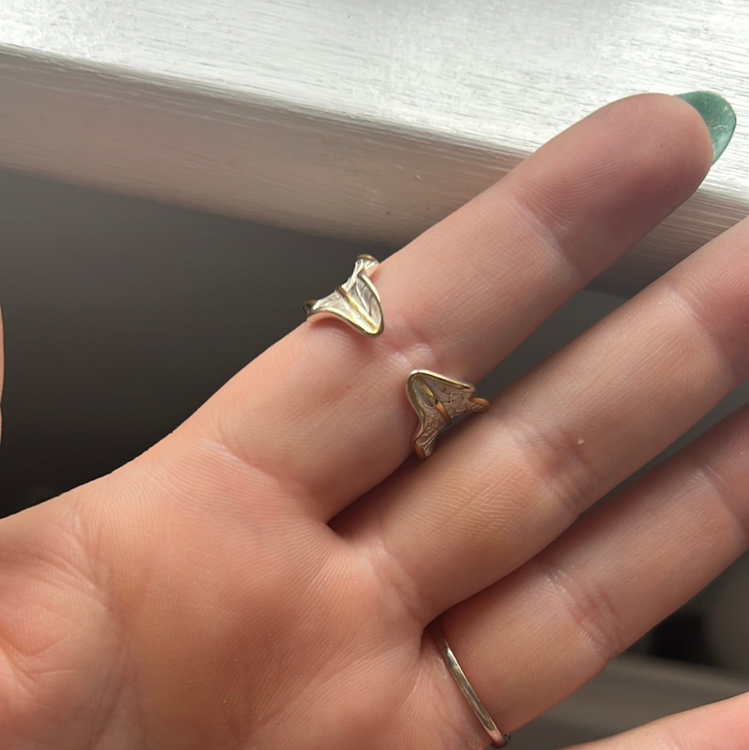 Sterling Silver Green Stoned Enamel Leaf Ring Open Size 58