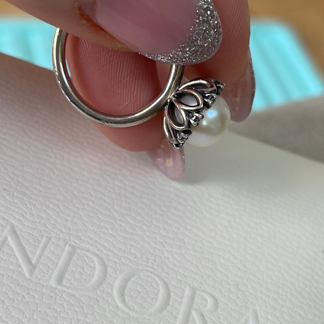 Genuine Pandora Everlasting Grace Pearl Ring Size 54 RARE HTF