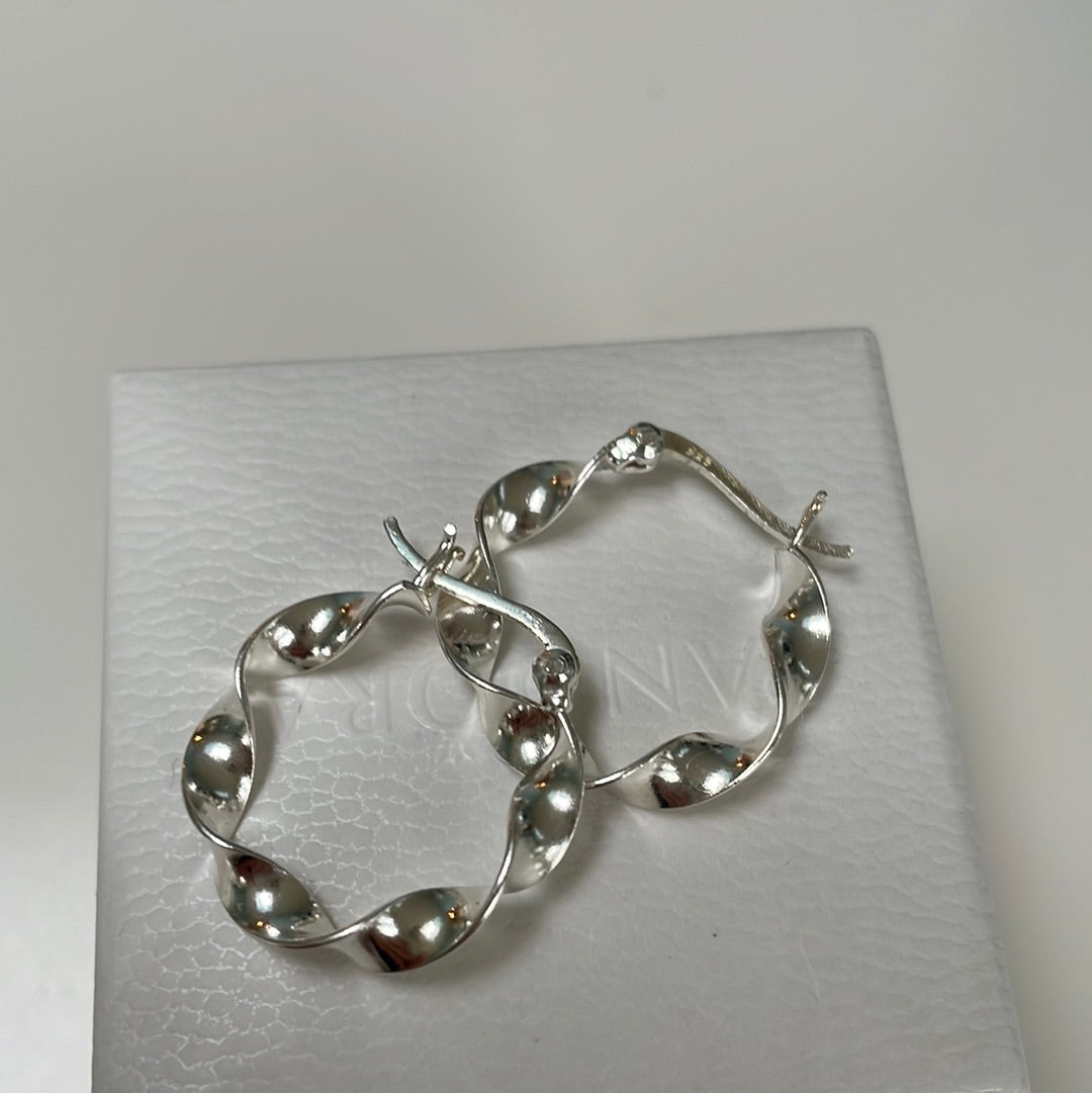Sterling Silver Hoop Earrings Twisted