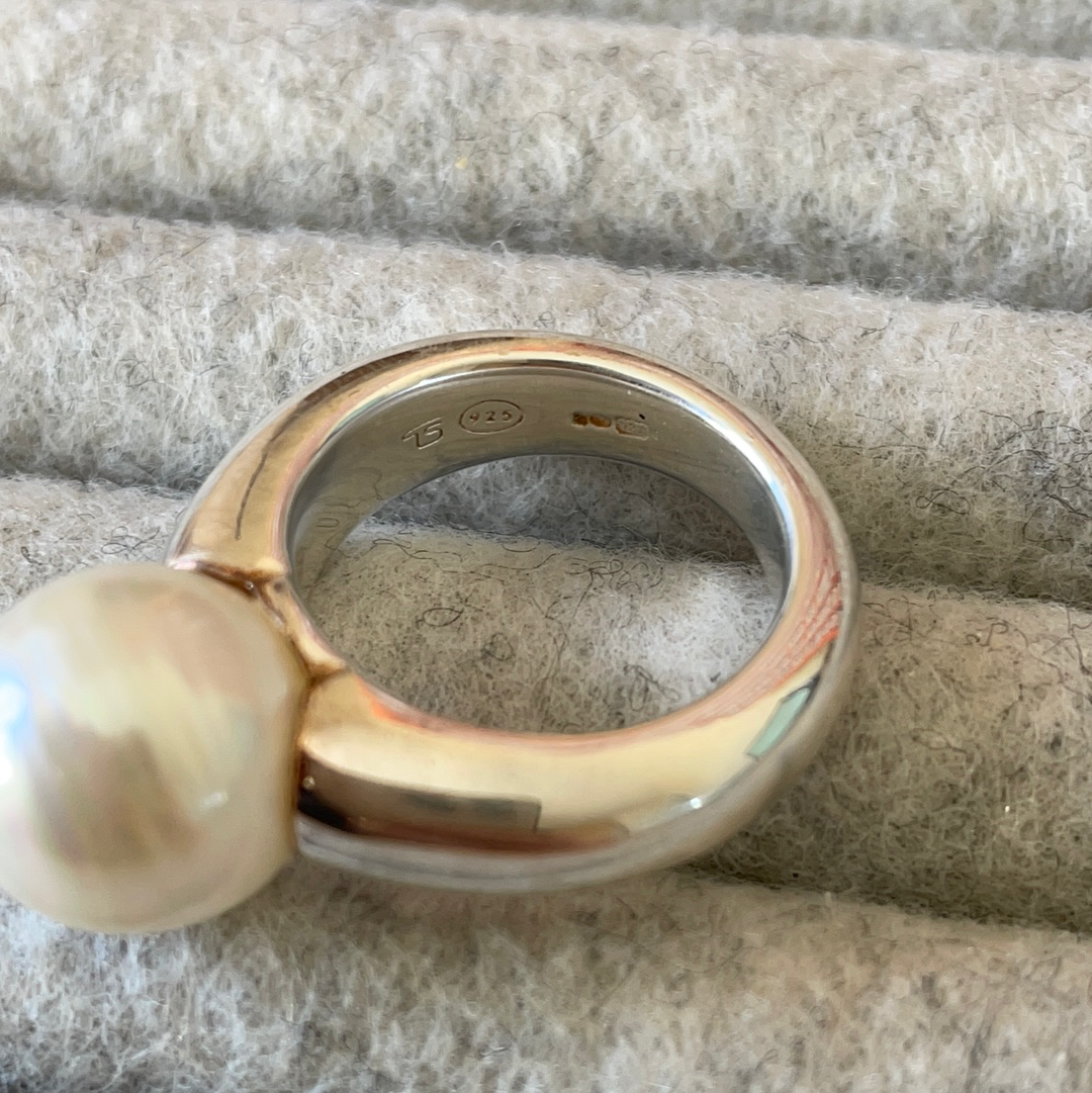 Thomas Sabo Sterling Silver Large White Pearl Ring Size 51/ 52 HTF