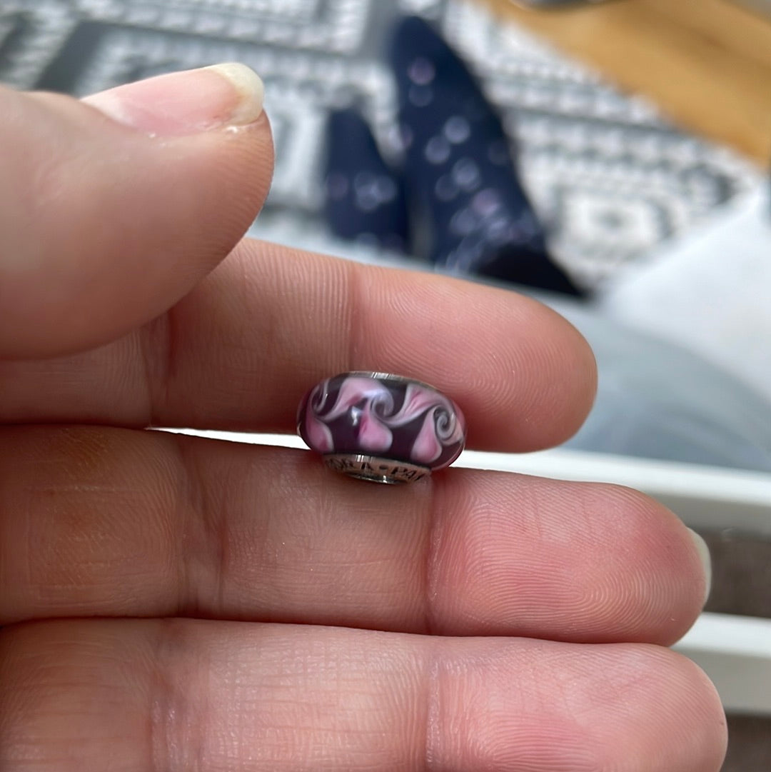 Unbranded Lilac Swirl Glass Murano Charm