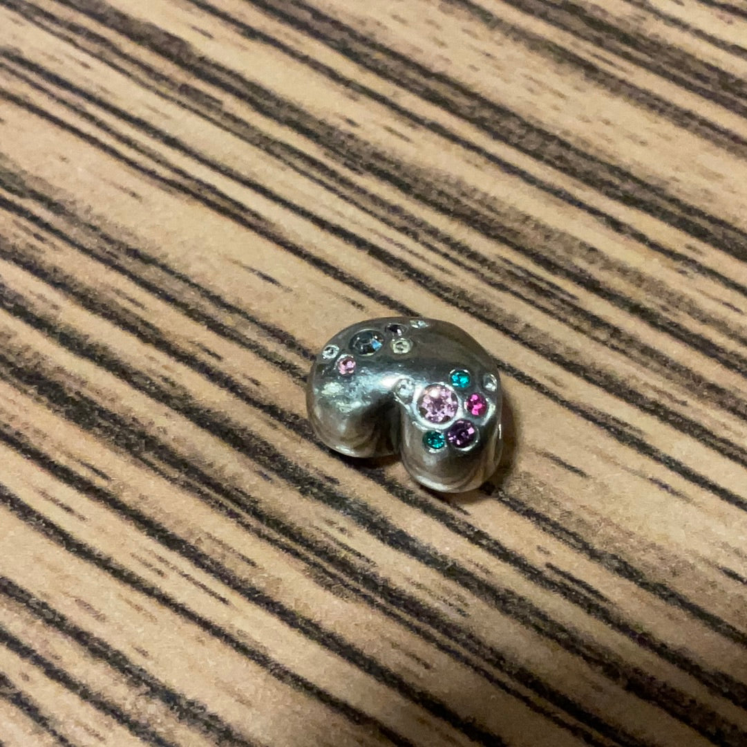Genuine Chamilia heart charm with multicoloured cz