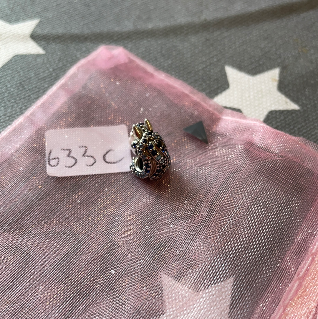 Genuine Pandora Disney Elsa Nokk Horse Frozen Pave Blue Charm