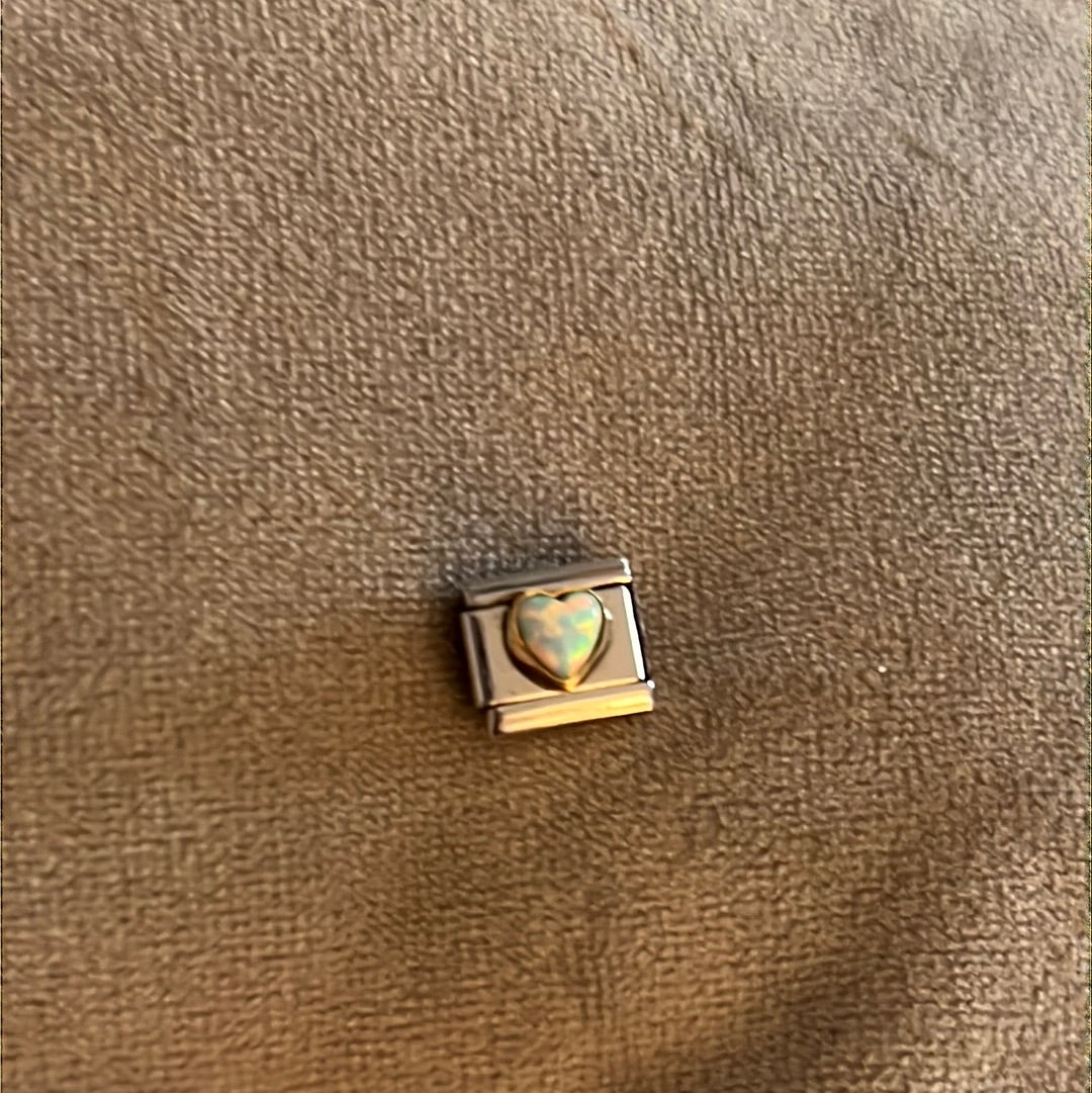 Genuine Nomination Silver Link Charm Two Tone Opal Heart