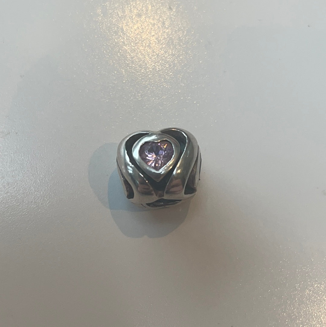 Genuine Chamilia CZ pink heart openwork