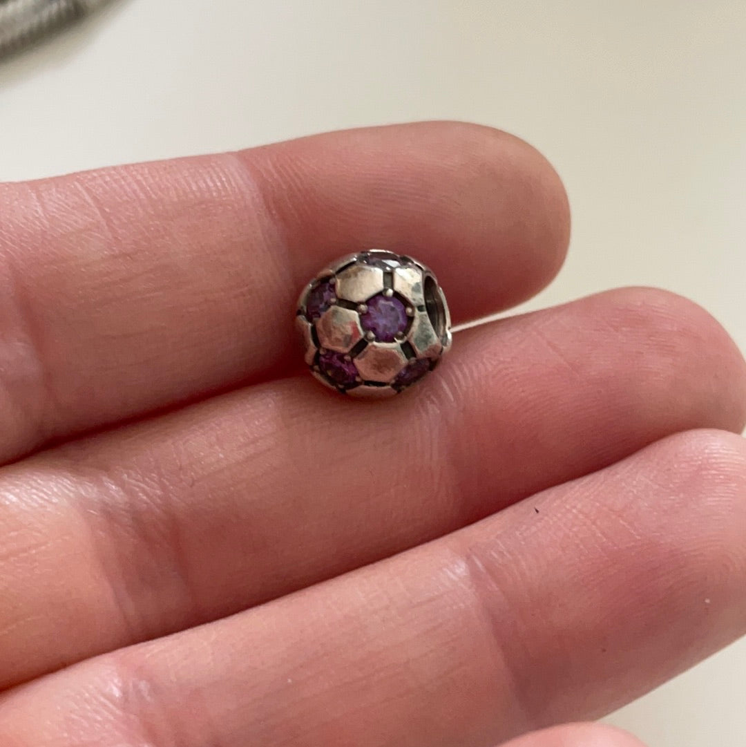 Genuine Pandora Purple Cz Football Charm