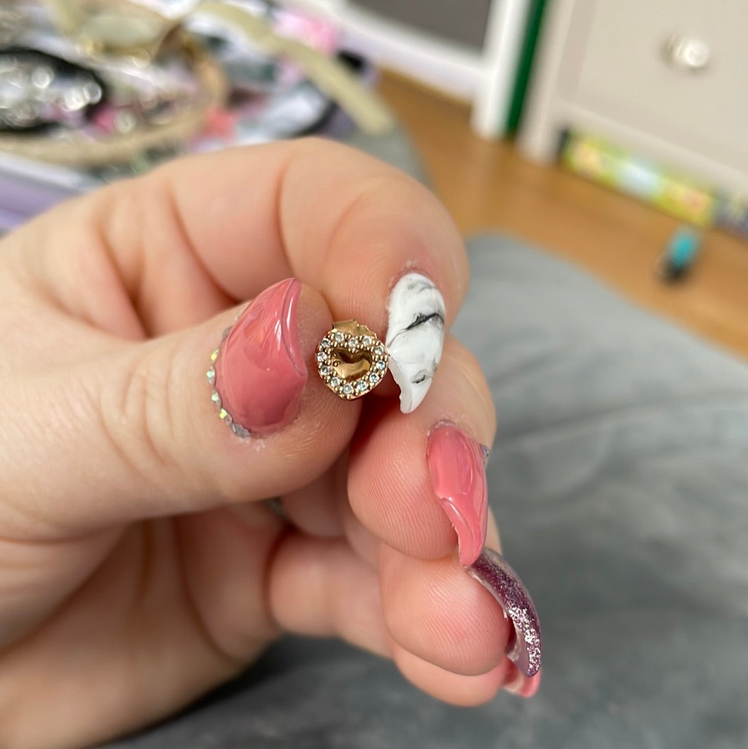 Genuine Pandora Rose Gold Pave Heart Stud Earrings