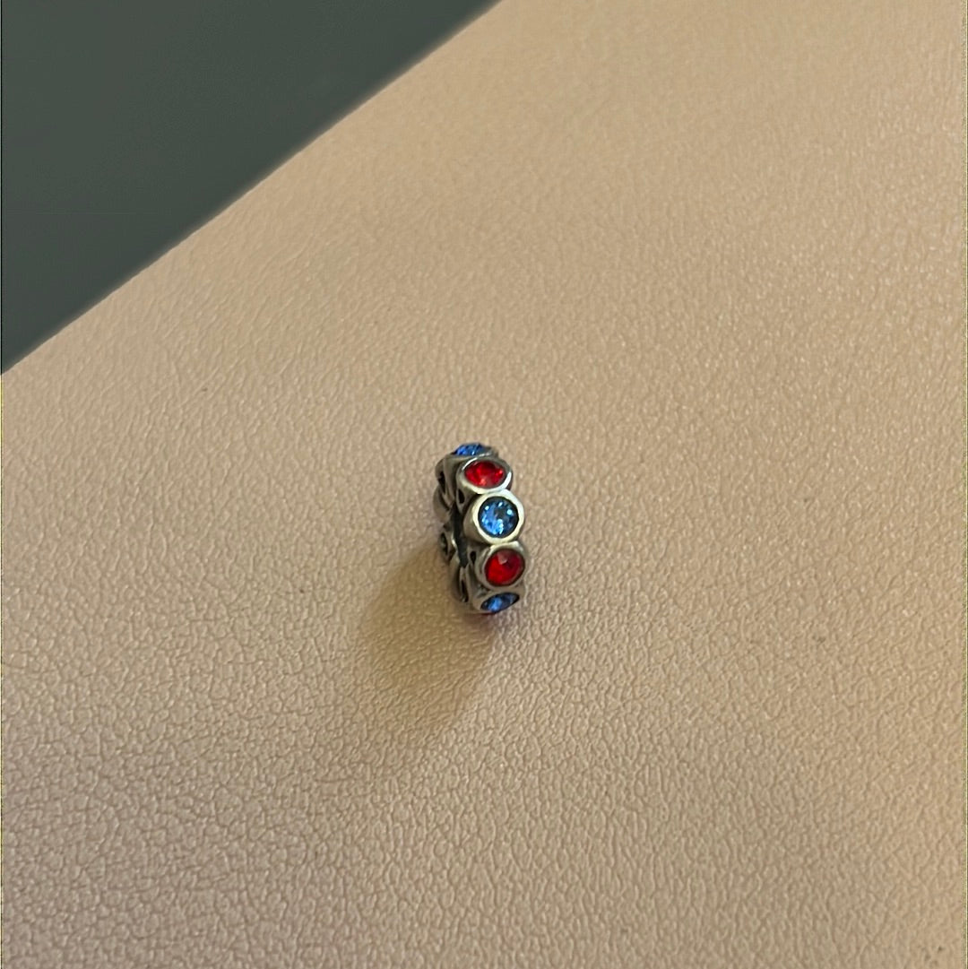 Genuine Chamilia Red and Blue Stone Spacer