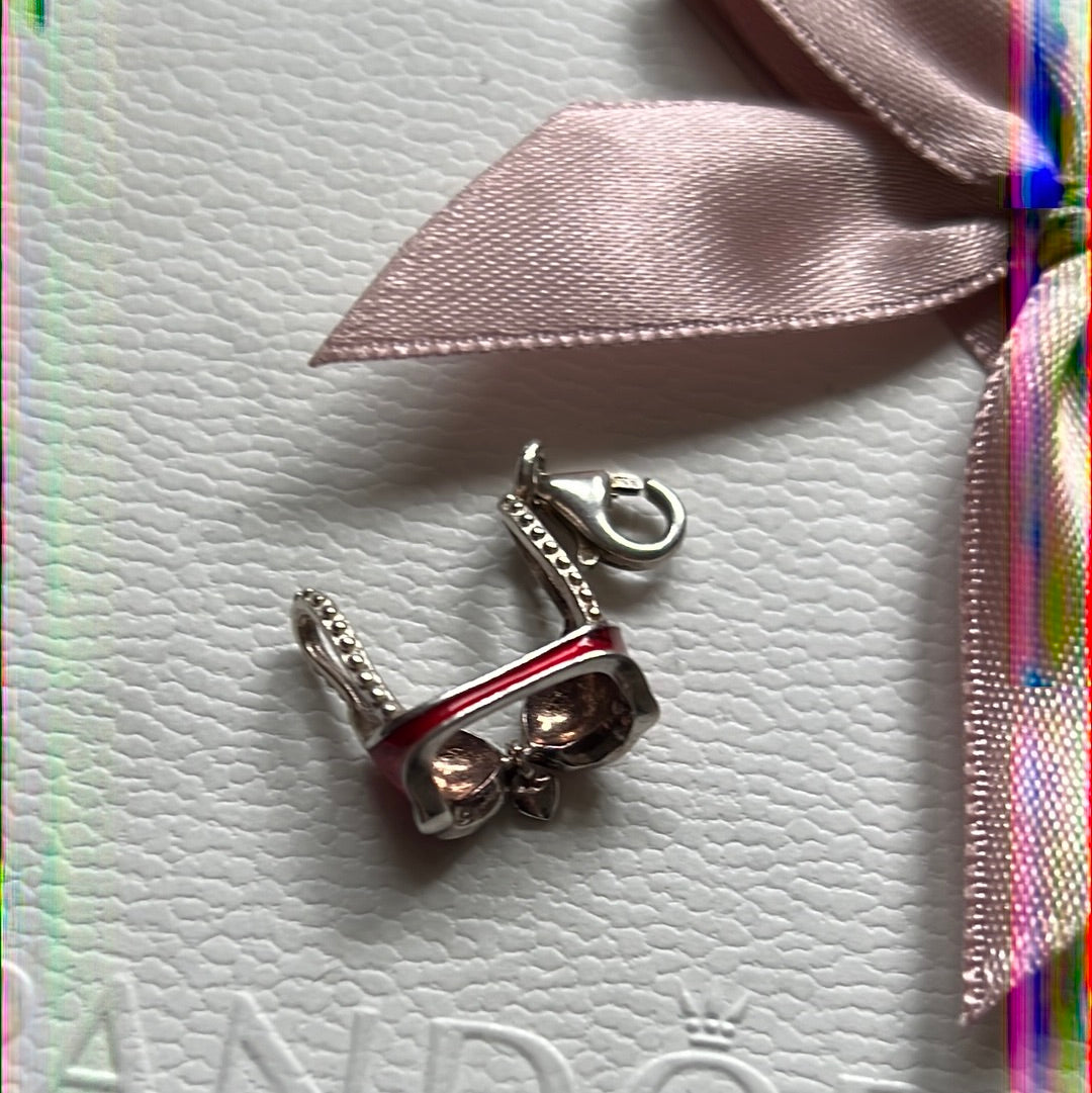 Genuine Thomas Sabo Sterling Silver Enamel Dangle Charm Red Bikini Top