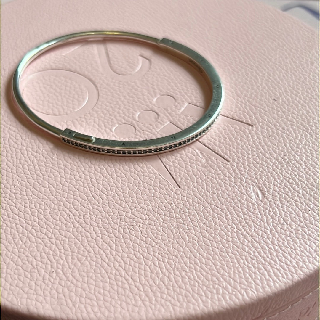 Genuine Pandora Signature I-D Pave Bangle Size 2