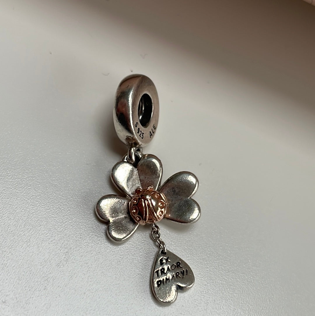 Genuine Pandora Rose Gold Ladybird and Daisy Dangle