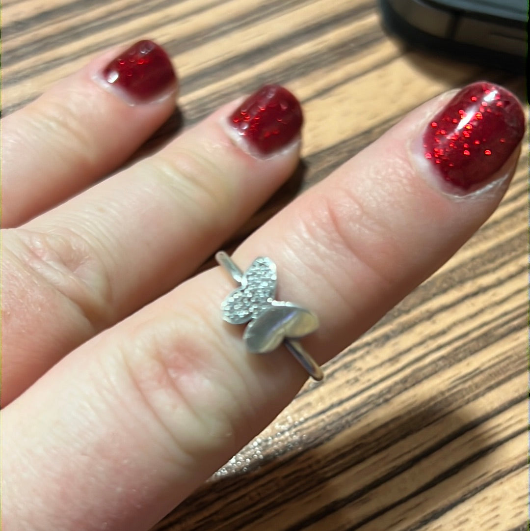Genuine Pandora Pave Half and Half Butterfly Sparkle Ring 50