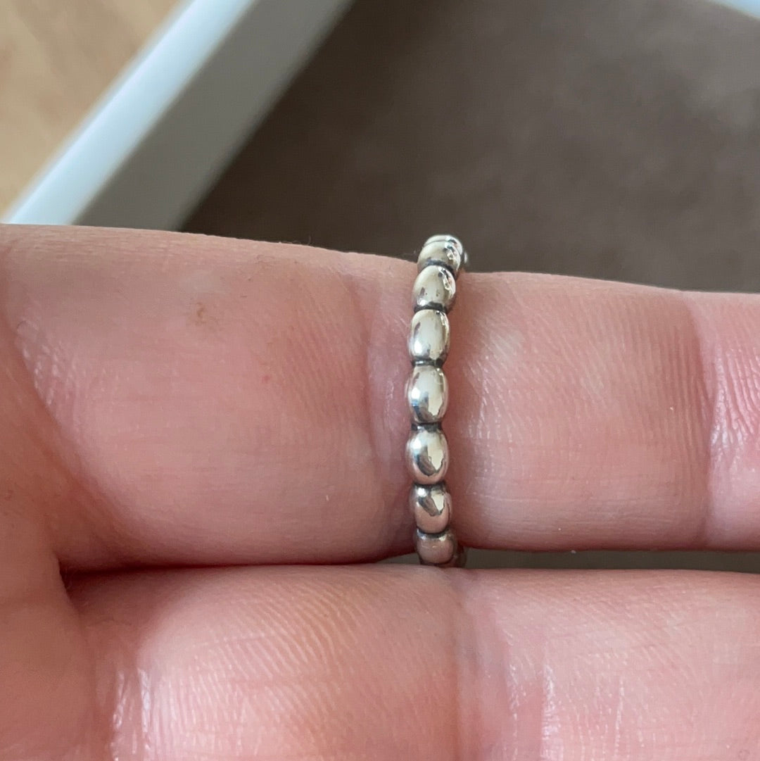 Genuine Pandora RARE HTF Brown Smoky Brown Stone Beaded Band Ring Size 54