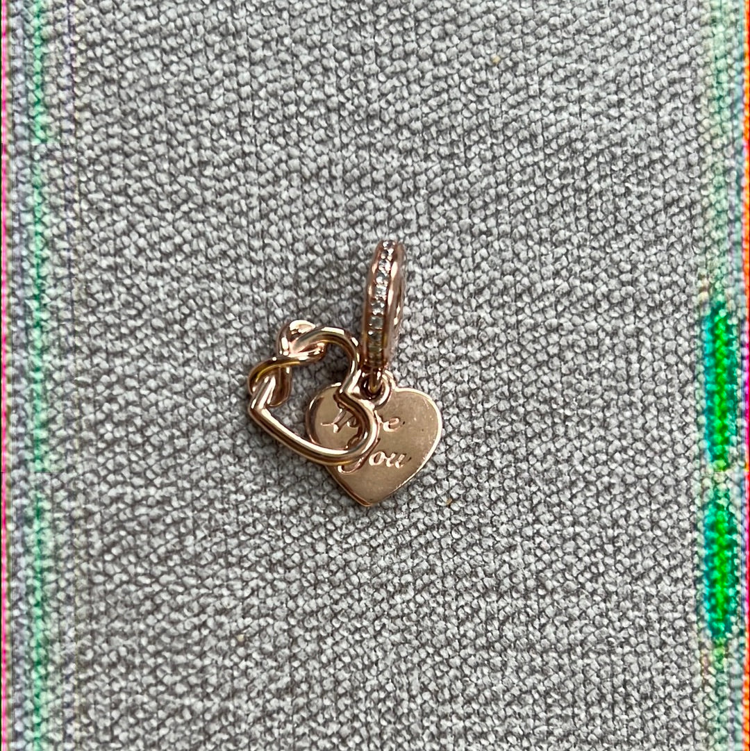 Genuine Pandora Rose Gold I Love You Dangle Charm