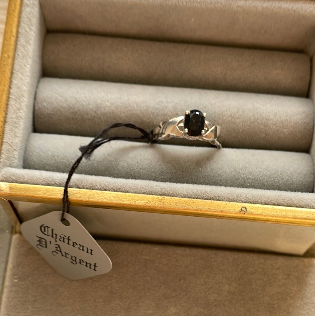 Unbranded Sterling Silver Ring With Faceted Onyx Black Stone Size 53
