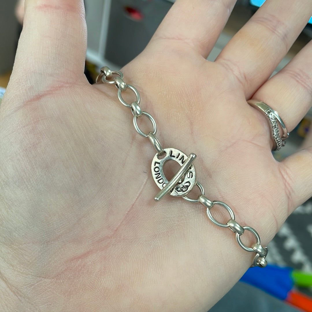 Genuine Links of London Sterling Silver T-Bar Charm Bracelet