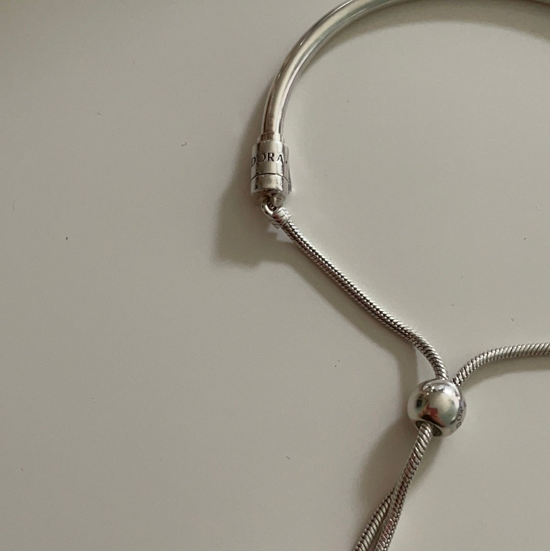 Genuine Pandora Solid Bangle Slider Bracelet Adjustable