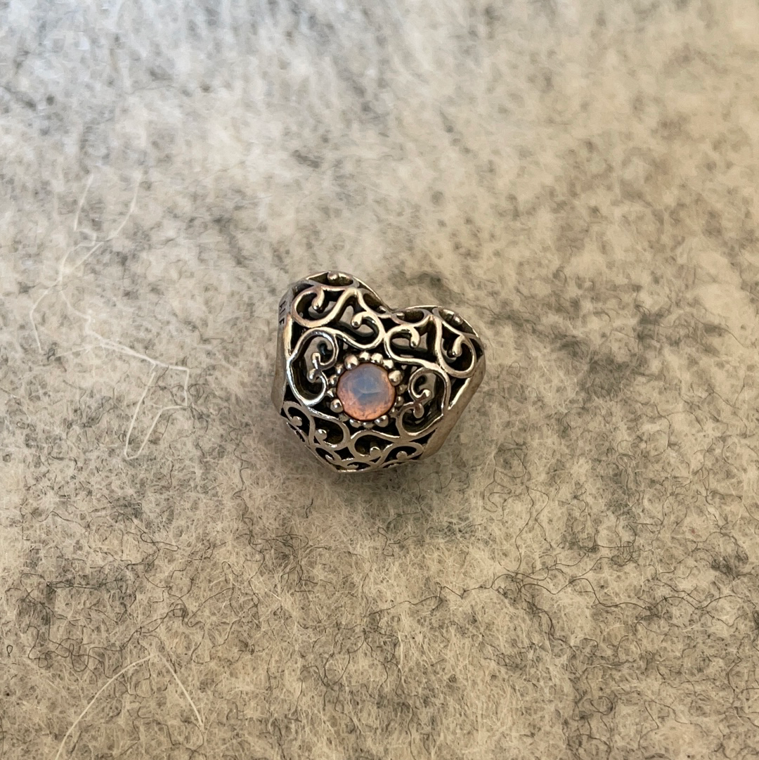 Genuine Pandora Opal Heart Birthstone Charm
