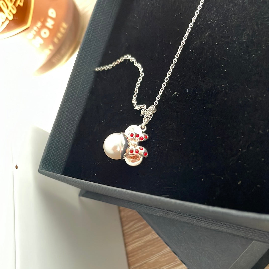 Genuine Chamilia Brand New in Box Disney Minnie Mouse Pearl Bow Necklace