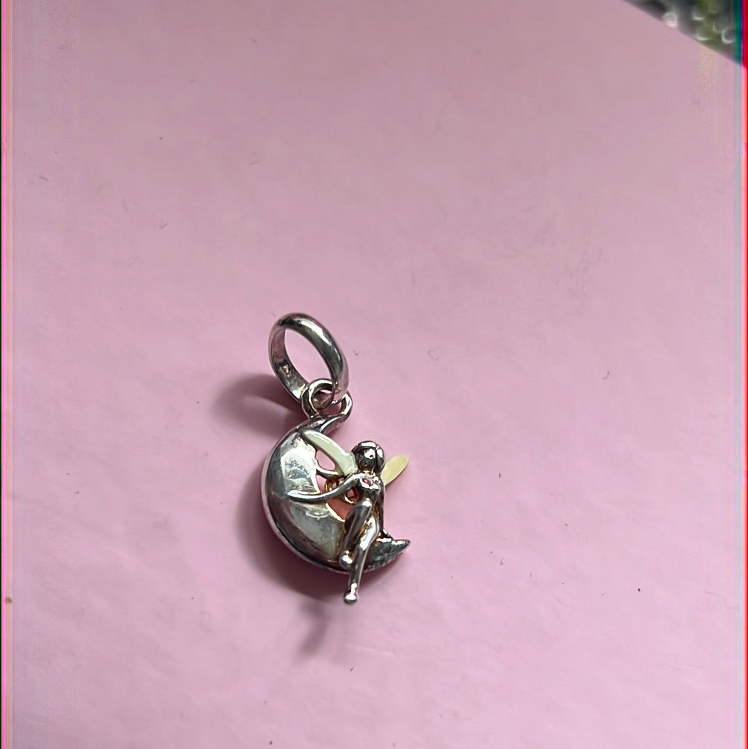 Genuine Links of London Sterling Silver Dangle Watch Over Me Fairy on a Moon Charm