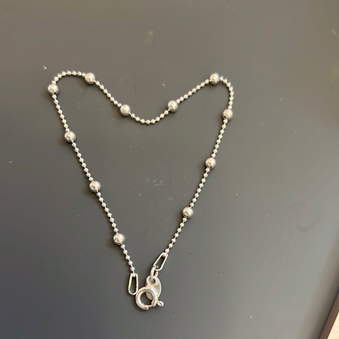 Sterling Silver Slider Beaded Dainty Bracelet 19cm
