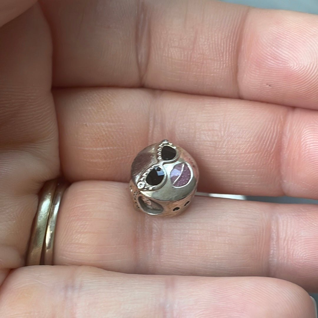 Genuine Pandora Kissing Face Emoji Charm with Pink Enamel Sunglasses