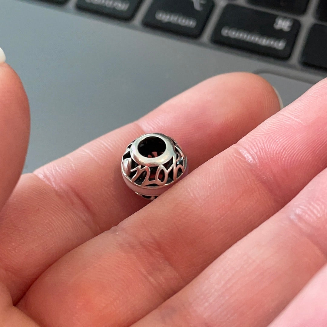 Genuine Pandora I Love You Most Purple Enamel Openwork Charm
