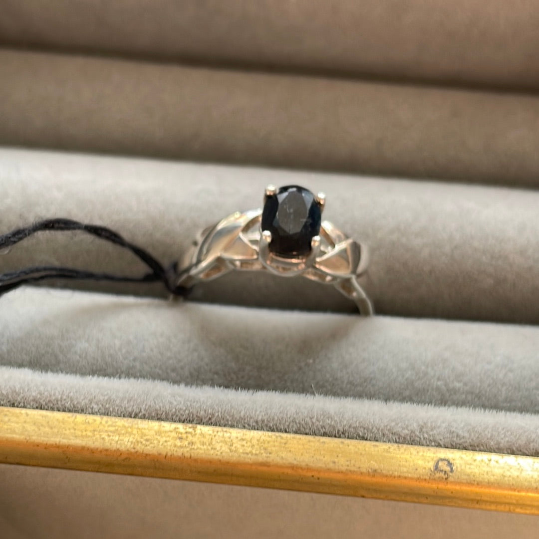 Unbranded Sterling Silver Ring With Faceted Onyx Black Stone Size 53