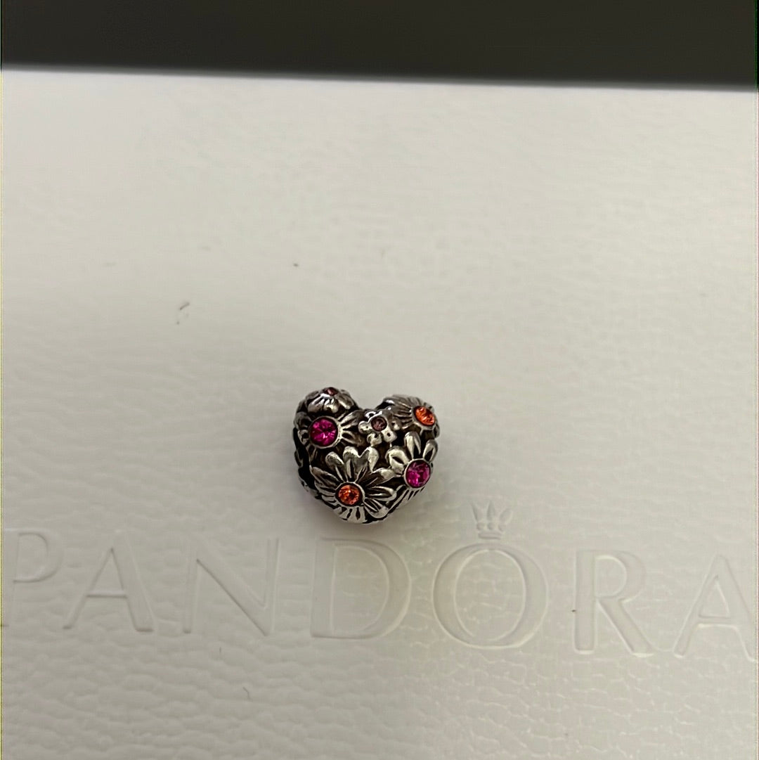 Genuine Chamilia heart with Flower Colourful CZ stone