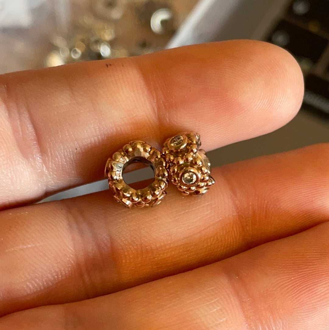 Genuine Pandora Her Majesty's Rose Gold Clear Stone Spacers x2 CZ Pave RARE