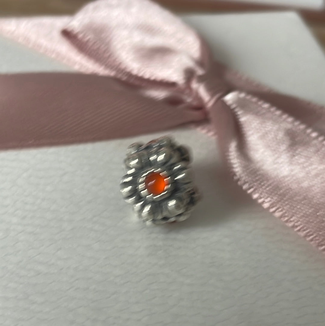 Genuine Pandora Orange Ruby Birthday Bloom Charm